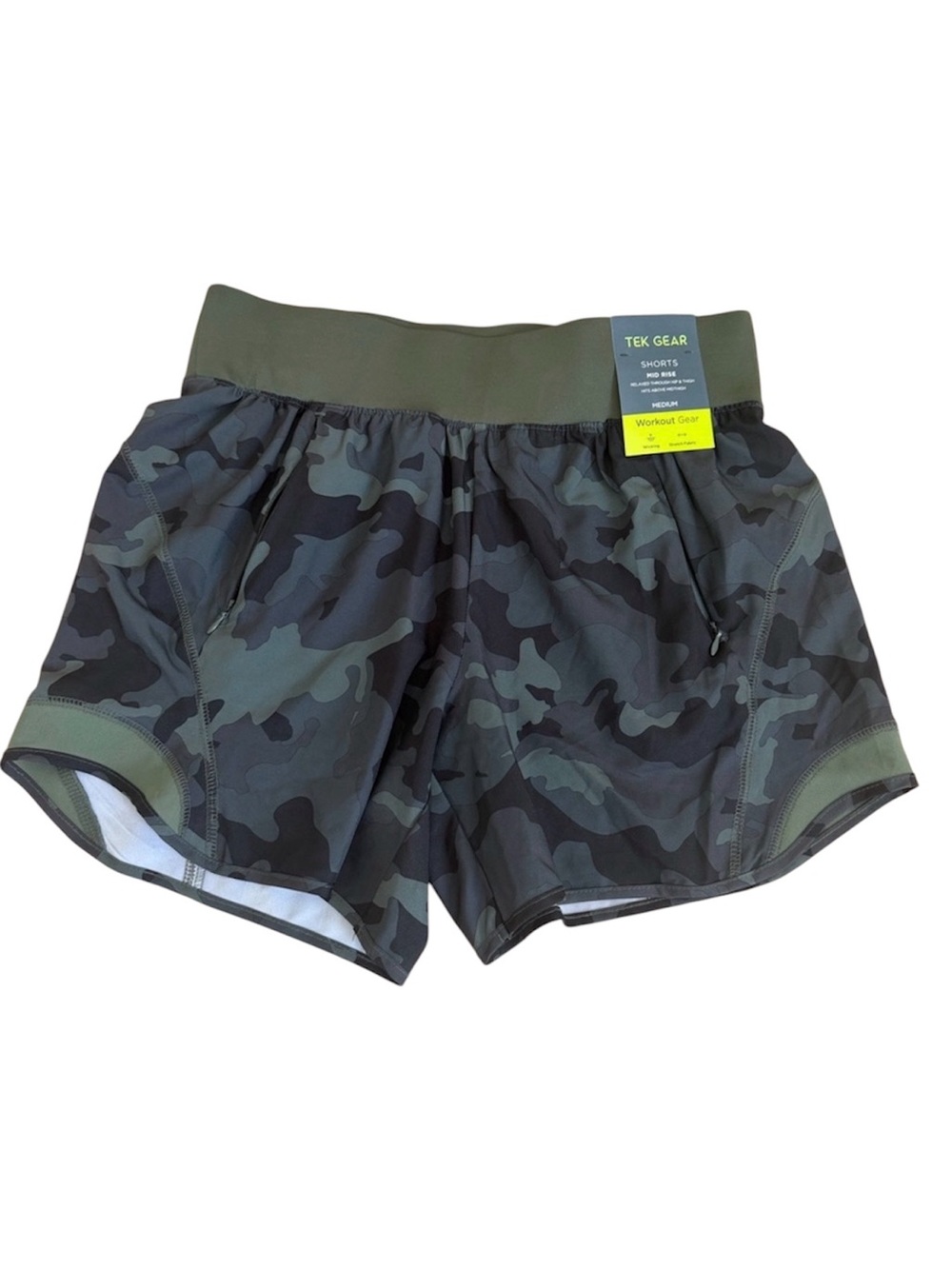 tek gear Women's Camo Athletic Shorts in Olive/Black Size M